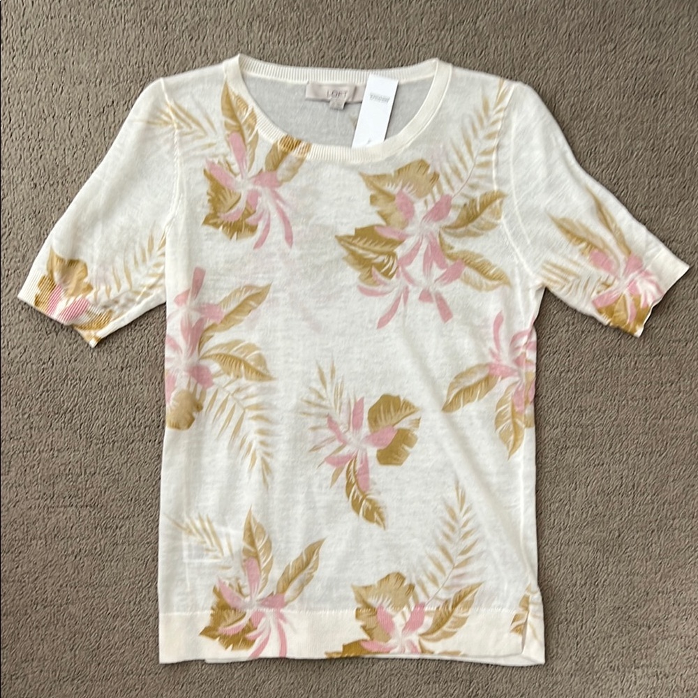 LOFT Tropical Print Short Sleeve Tee
